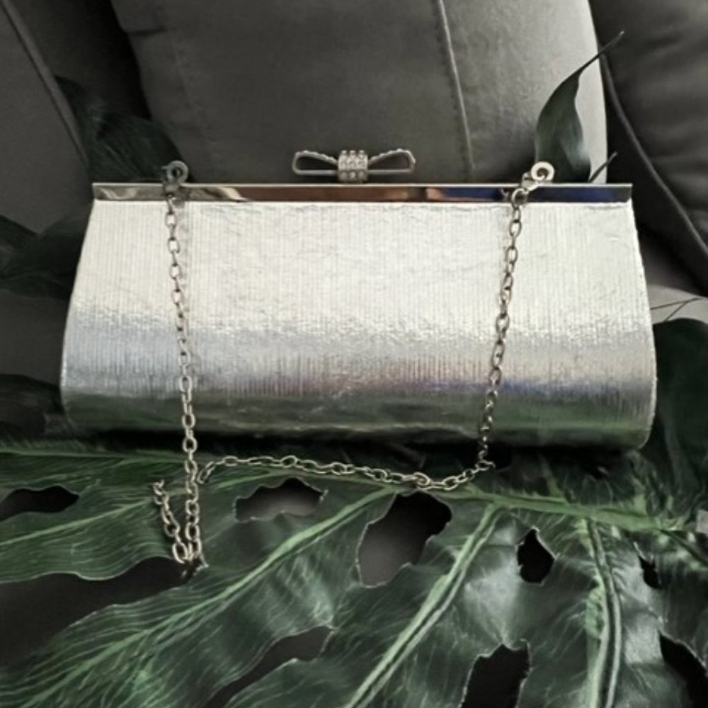 NWT SASHA Silver Clutch  Bag